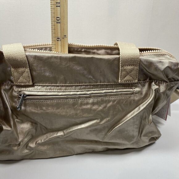 Kipling Cyrene Carry On Travel Bag Crossbody Double Handle Sparkly Gold With Tag - Picture 6 of 16